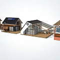 Different Wooden House Designs With Various Roof Styles And Solar Panels