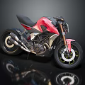 Sporty Red and Black Motorcycle with Sleek Design Black Seat and Alloy Wheels