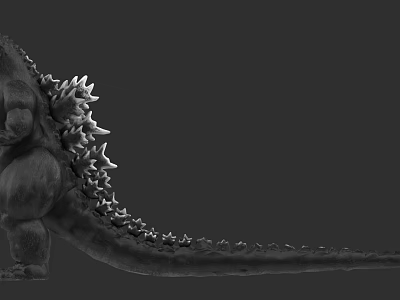 Game and Movie Monster Character with Spiked Back Long Tail and Gray Texture 3d model