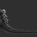 Game and Movie Monster Character with Spiked Back Long Tail and Gray Texture