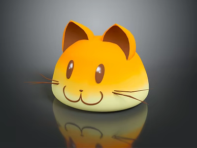 Cute Orange Cartoon Cat Shaped Soft Plush Toy With Smiling Face And Whiskers 3d model