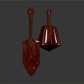Ancient Red Metal Weapons Featuring Shovel Shaped And Bladed Design With Ring Handles