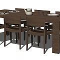 Modern Dining Table and Chair Combination Solid Wood Dining Table and Chair Combination 3d model