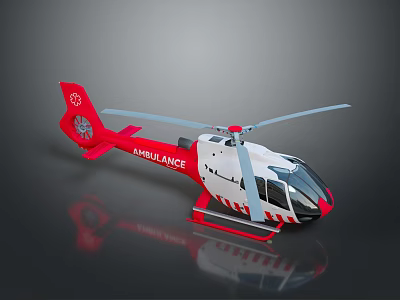 Red And White Ambulance Helicopter With Medical Logo And Rotors For Emergency Transport 3d model