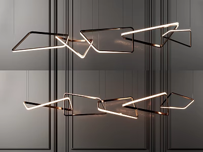 Light Luxury Chandelier Simple Metal Ring Buckle Chandelier Combination 3d model