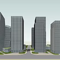 Modern High Rise Office Buildings With Glass Facades And Urban Landscape