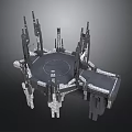 Futuristic Platform Structure With Multiple Towers And Circular Central Area