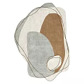 Modern Square Rug With Abstract Curved Lines And Neutral Brown Grey Tones Design