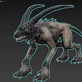 Fierce Fantasy Game Movie Monster Character With Black Horns Red Eyes And Sharp Claws 3d model