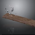 Tabletop Scene With Wooden Surface Floating Teapot Teacup And Scattered Playing Cards