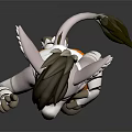 Anthropomorphic Rabbit Character Sculpture in Waving Running Pose With White Shirt Orange Shorts
