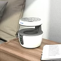 Smart Machine Humidifier White And Gray Modern Compact Design On White Countertop With Speckled Box