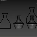 Stylish Black Line Vase For Flowers With Transparent Small Vase Inside On Red Background