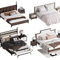 Stylish Double Bed Designs with Wooden Headboards Nightstands and Bedding in Bedroom
