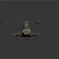 Camouflage Painted Military Helicopter with Main Rotors Tail Rotor and Fuselage Details on Dark Background