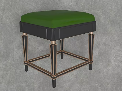 Modern Stool With Green Padded Seat Black Frame And Gold Accented Legs 3d model