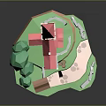 Low Poly Castle Model With Pink Tower Roof Green Trees Path And Fence