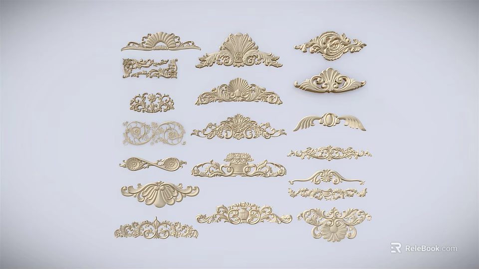 Various Intricate Carvings with Ornate Patterns and Decorative Designs 3d model 