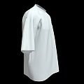 White High Neck Short Sleeve T-shirt With Solid Color Design On Black Background