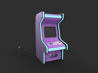 Purple Arcade Machine As Entertainment Appliance With Screen Buttons And LED Lights 3d model