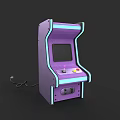 Purple Arcade Machine As Entertainment Appliance With Screen Buttons And LED Lights