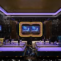 Luxurious KTV Interior Design With Purple Lighting Large Screens And Comfortable Sofas 3d model