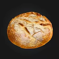 Freshly Baked Round Bread With Golden Brown Crust And Sesame Seeds