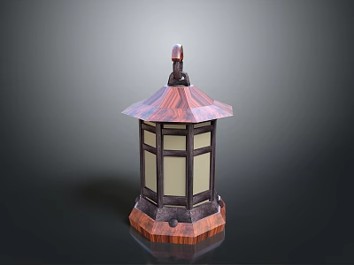 Classic Pagoda Style Copper Lantern With Glass Panels And Ornate Decorative Base 3d model