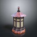Classic Pagoda Style Copper Lantern With Glass Panels And Ornate Decorative Base