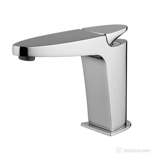 Modern Chrome Single Handle Faucet With Sleek Design Square Base And Contemporary Style 3d model 