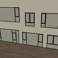 Various Modern Floor to Ceiling Windows with Black Frames and Wall Mounted Design 3d model