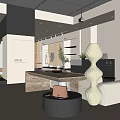 Modern Clothing Store Interior With Hanging Clothes Racks Display Table And Decorative Plants
