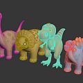 Colorful Dinosaur Toys With Various Species And Cute Vibrant Color Designs