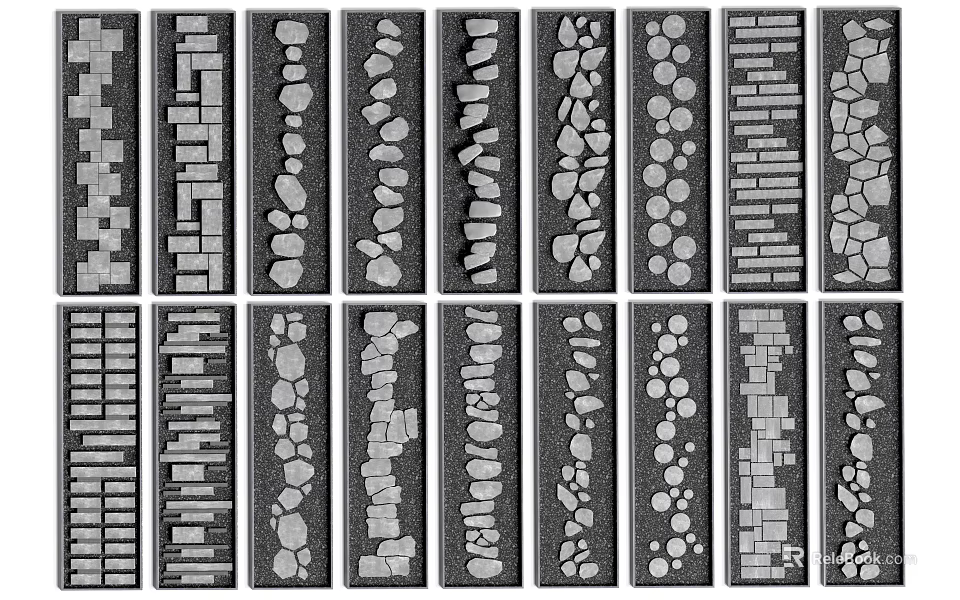 Various Stepping Stones Patterns And Materials For Garden Landscape Design 3d model 