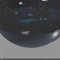 Natural Scene Inside Sphere With Night Sky Moon Stars Palm Trees Water And Grass