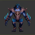 Fantasy Armored Creature With Blue Glowing Claws And Pink Exoskeleton In Mythical Monster Design