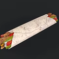 Soft Tortilla Wrap With Fresh Vegetables And Grilled Meat Strips