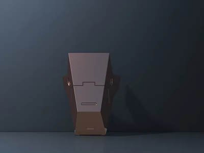 Geometric Brown Head Sculpture Carving on Dark Background with Planar Base 3d model