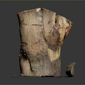 Natural Wood Stump Decorative Artwork With Stone Base And Textured Surface