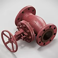 Red Cast Iron Industrial Valve With Manual Handwheel And Flange Ends