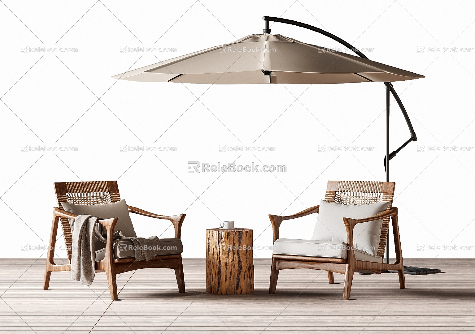 Modern Outdoor Leisure Chair Outdoor Table and Chair Rattan Chair Sunshade Umbrella model