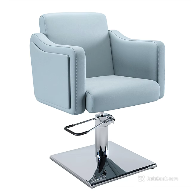 Light Blue Modern Massage Chair With Leather Upholstery And Metal Base 3d model 