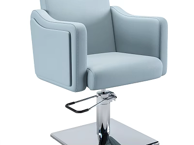 Light Blue Modern Massage Chair With Leather Upholstery And Metal Base 3d model