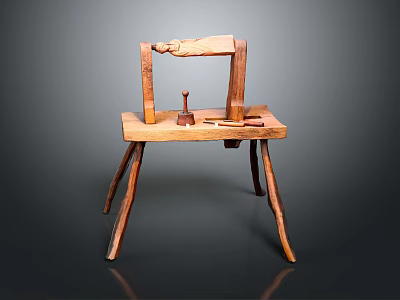 Small Wooden Household Workbench With Hand Tools For Craft Projects 3d model