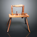 Small Wooden Household Workbench With Hand Tools For Craft Projects
