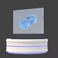 Professional Commercial Equipment With Transparent Display Panel Blue 3D Car Model And White Base