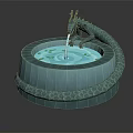 Decorative Dragon Shaped Garden Ornament Fountain With Circular Pool And Water Drops