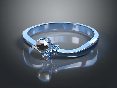 Stylish Silver Ring Design Featuring Central Gemstone And Intricate Decorative Details 3d model