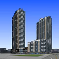 Modern High Rise Buildings With Surrounding Roads And Central Green Area