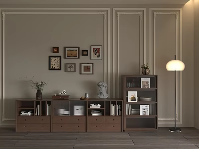 Modern Sideboard Solid Wood High and Low Cabinet 3d model